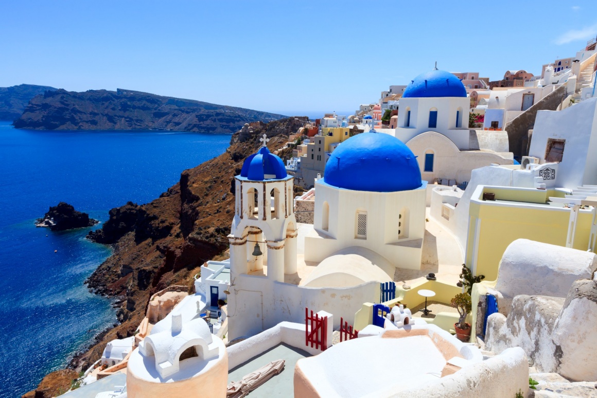 'Blue domed church at Oia Santorini Greece Europe' - Santorini